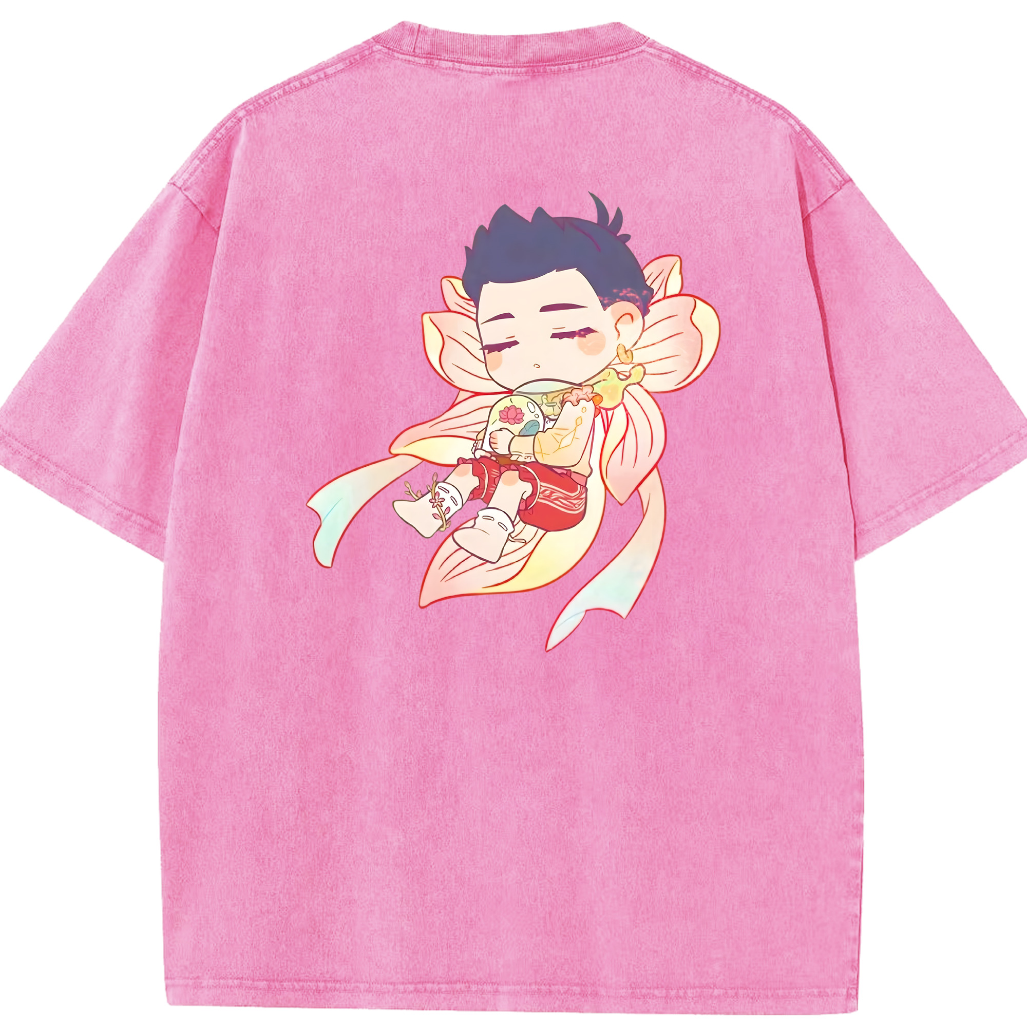 （画像用） Ne Zha 2 ナタ 魔童の大暴れ 綿100% ヴィンテージ風 半袖Tシャツ（背面プリント）